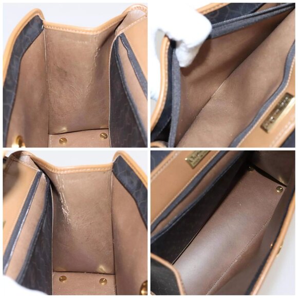 Christian Dior Honeycomb Canvas Hand Bag PVC Black Brown Authentic - Picture 15 of 16